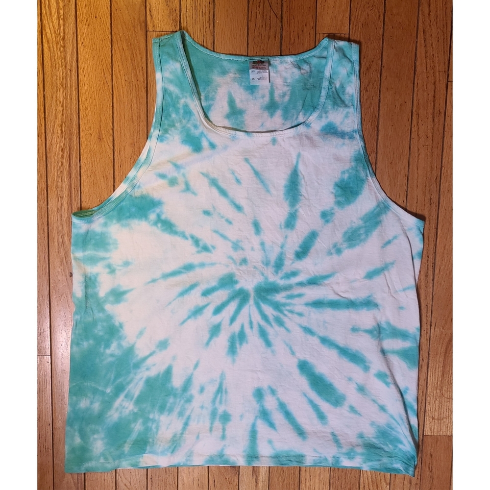 2X Turquoise Tie Dyed Tank Top - Picture 4 of 5